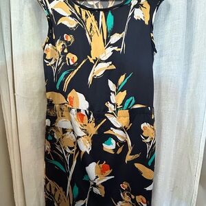 The Limited Black and Gold Floral Midi Dress